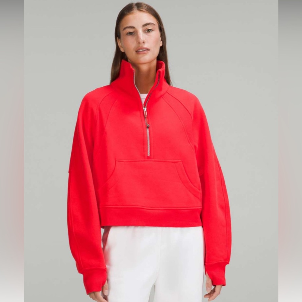 Lululemon Scuba Oversized Funnel Neck Half Zip in Carnation Red (XS/S)